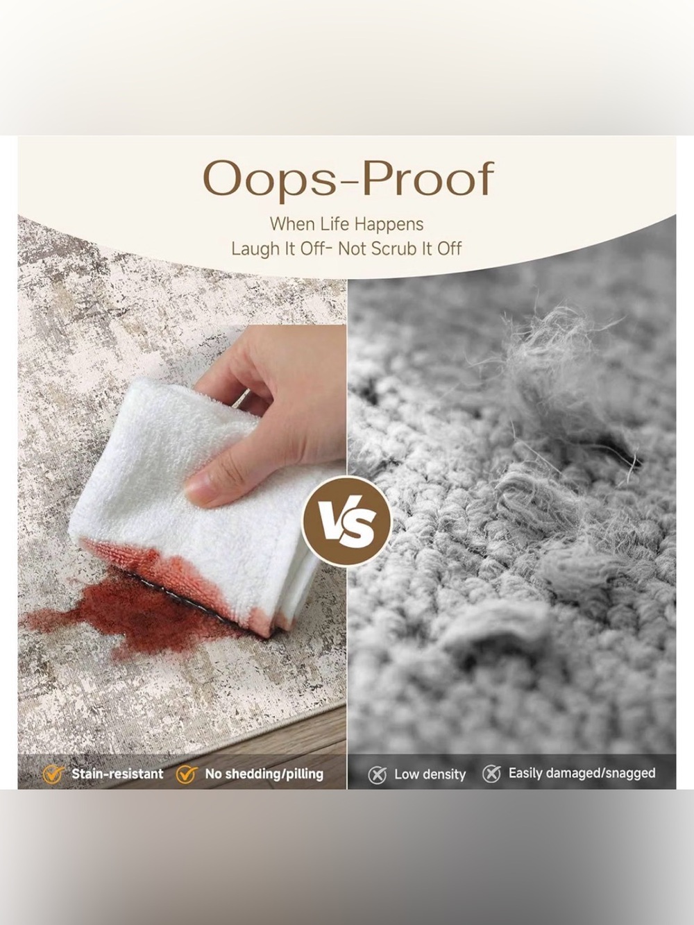 Washable 4x6 Brown/Grey Area Rug - Picture 3 of 3